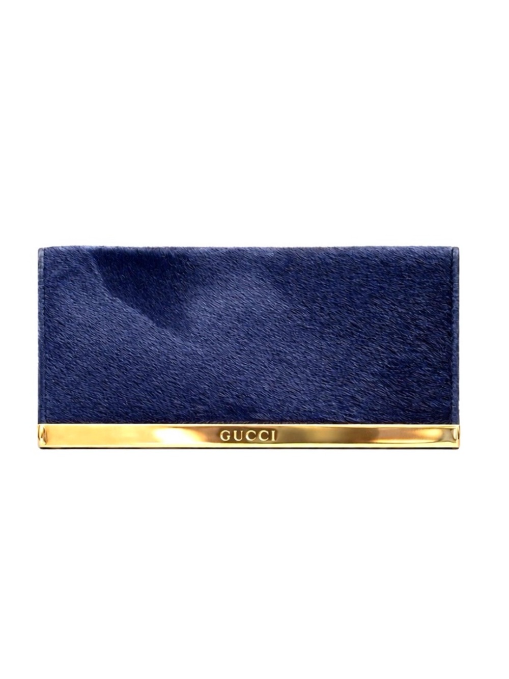 GUCCI Vintage Tom Ford RARE Navy Blue Harako Pony Hair & Leather Bi Fold Wallet